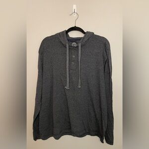 One Day Away Long Sleeve Hooded T-Shirt/Sweater, Gray, Size L, EUC